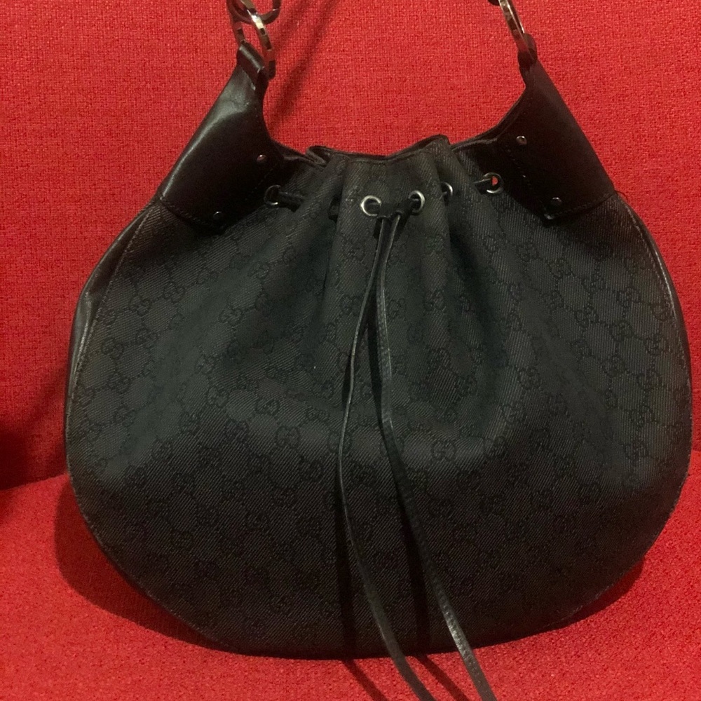 Gucci Hobo Black Monogram Bag